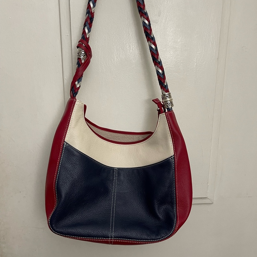 Brighton Red, Cream, and Blue Shoulder Bag